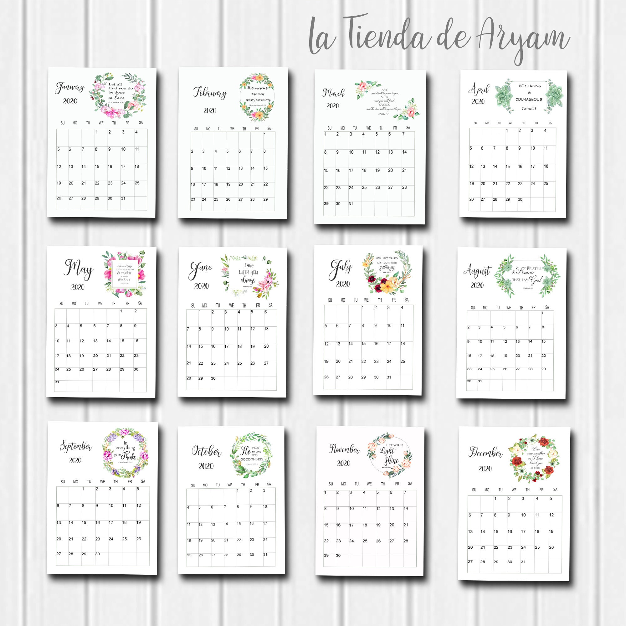 Calendario 2020 con promesas cristianas para imprimir: inspiración diaria Calendario 2020 con promesas cristianas para imprimir: inspiración diaria