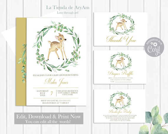bambi baby shower invitations