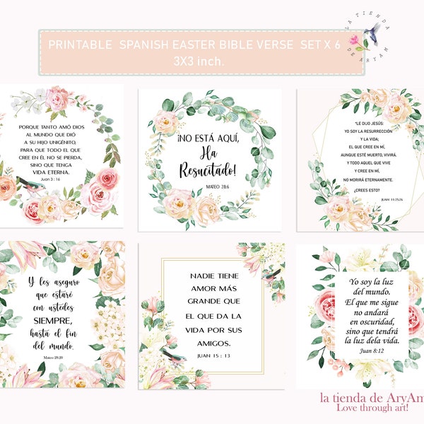 Spanish Printable Easter Bible Verse Cards, Spanish Easter Scripture Cards, Spanish Easter Bible  Cards, Spanish Easter Bible Verses