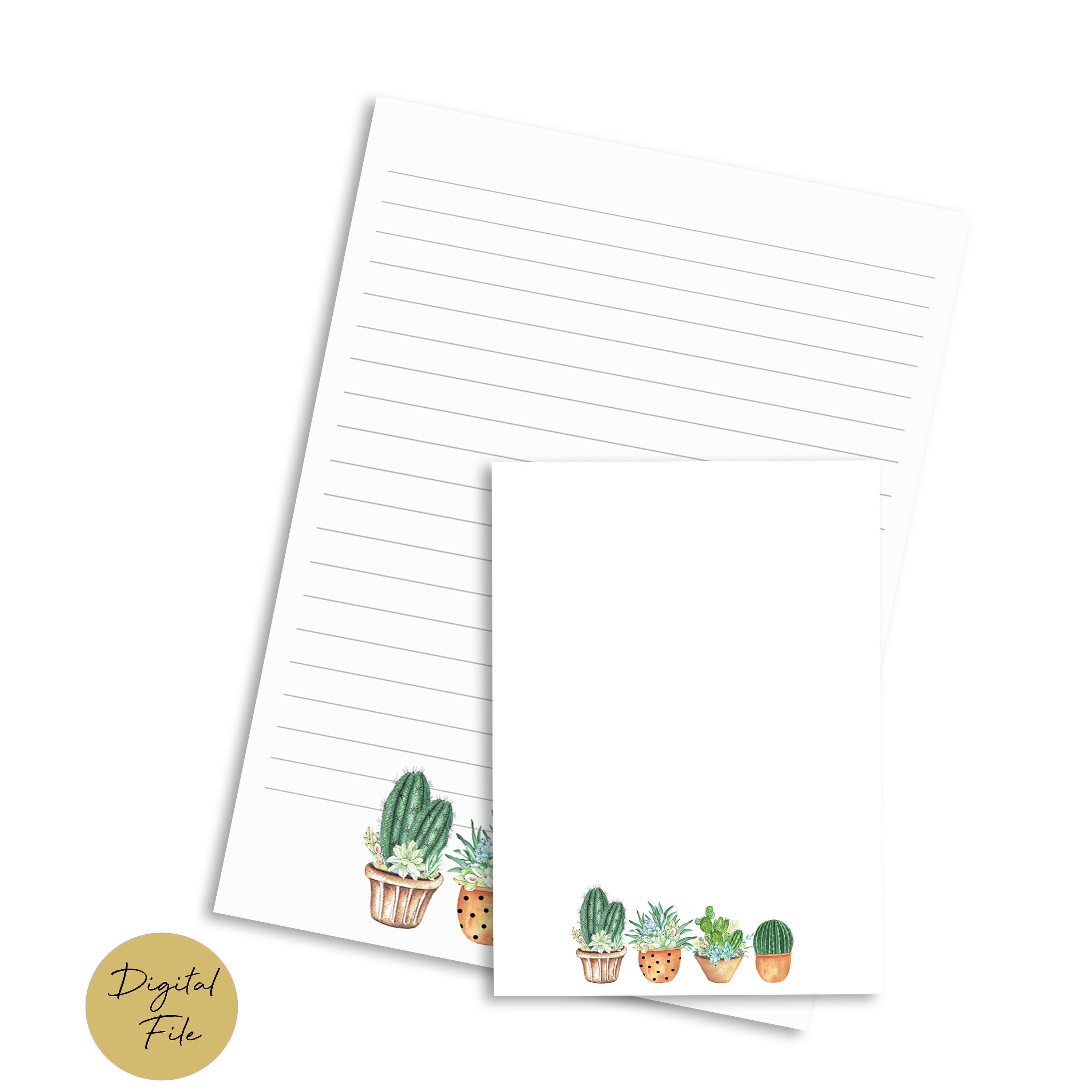 Cactus Succulents Cute Stationery Set Printable - Digital Download