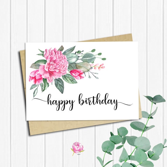 Happy Birthday Card Birthday Card Printable 5x7 Greeting Etsy