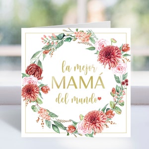 Cartão espanhol imprimível para a mãe, cartão espanhol do dia das mães, cartão espanhol de aniversário para a mãe, cartão espanhol obrigado mãe