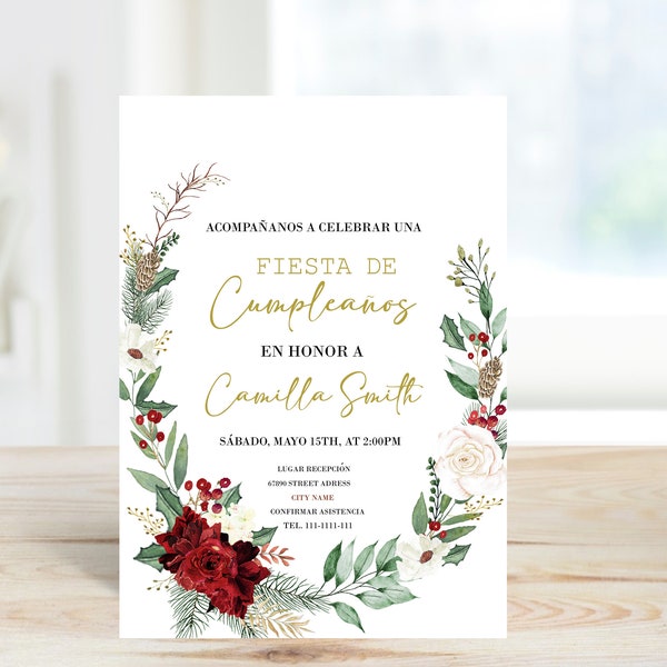 Spanish Christmas Wedding Invitation Etsy