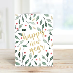 Happy New Year Card, Christmas PRINTABLE card, New Year Gift, Holidays, Instant Download