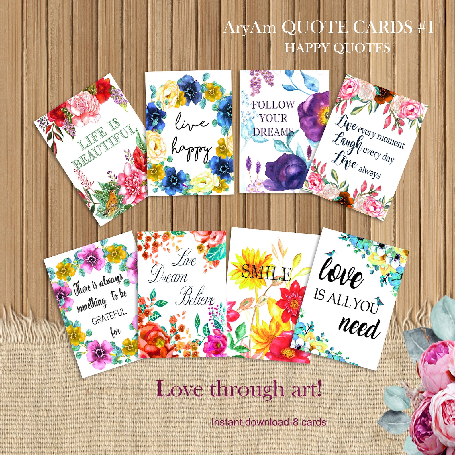 Quote Cards Set Inspiring Cards Quote Print Wall Art - Etsy