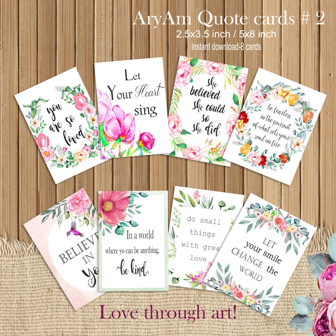 Quote Cards Set Inspiring Cards Quote Print Wall Art - Etsy