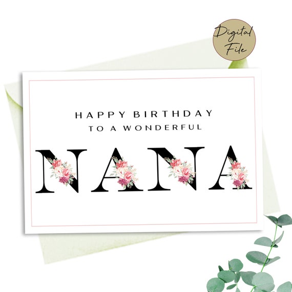 Happy Birthday Nana Birthday Card for Nana 5x7 Greeting Etsy