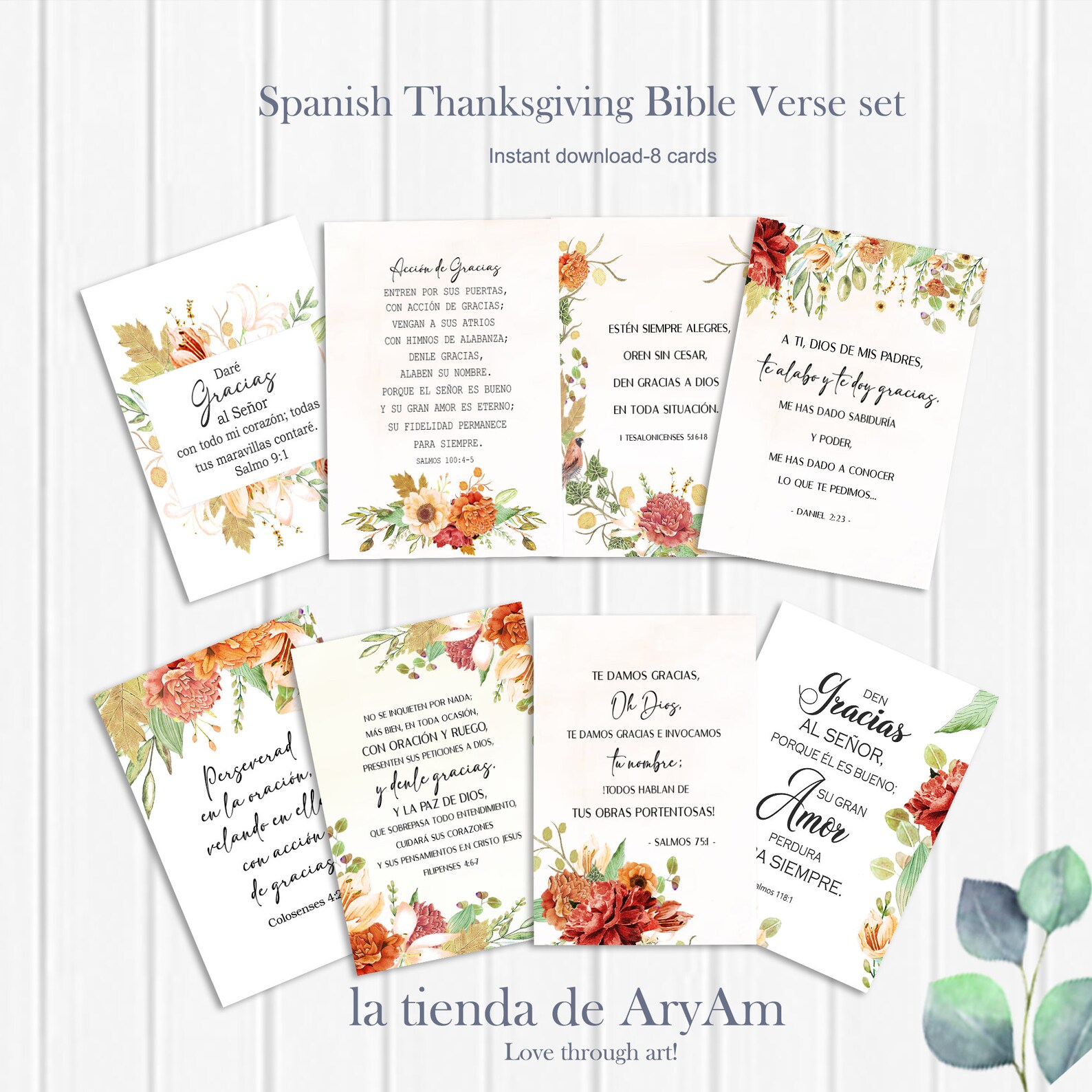 Spanish Thanksgiving Bible Verse Tags Versículos De Accion De Etsy
