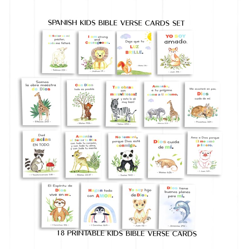 Spanish Bible Verse Notes for Kids Spanish Scripture Cards Etsy