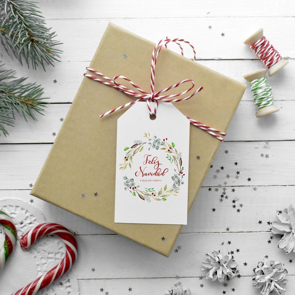 Feliz Navidad Gift Tags, Christmas Gift Tags. De/Para Etiqueta Navidad, Printable Christmas Tags. Instant Download, Feliz Navidad Card