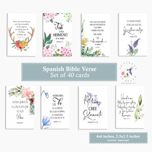 40 Spanische Bibelverse, Schriftanhänger, 3,50 "x 2,50" Inspirationskarten, druckbare spanische Bibelverse, Spanische Bibelkarten