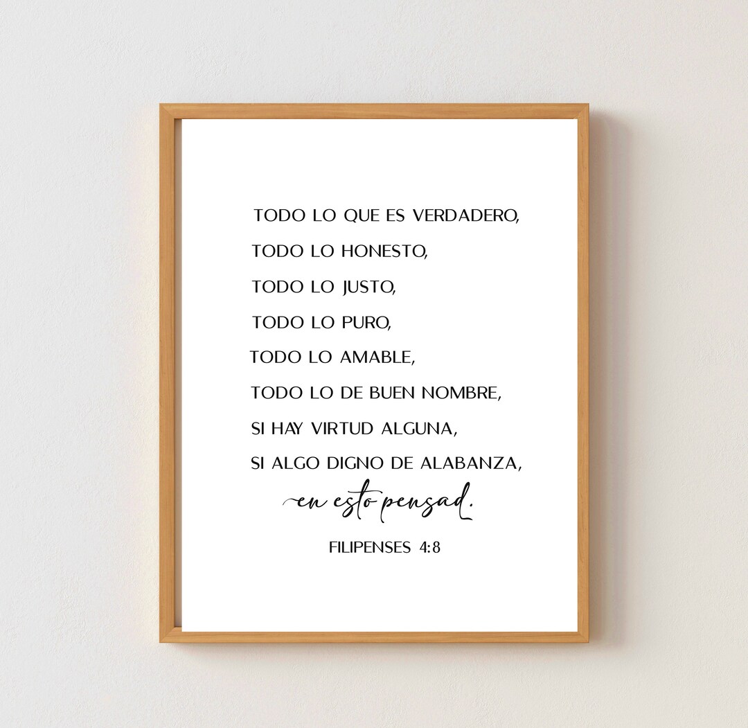 Spanish Bible Verse, Filipenses 48, Spanish Philippians 4 8, Verso De