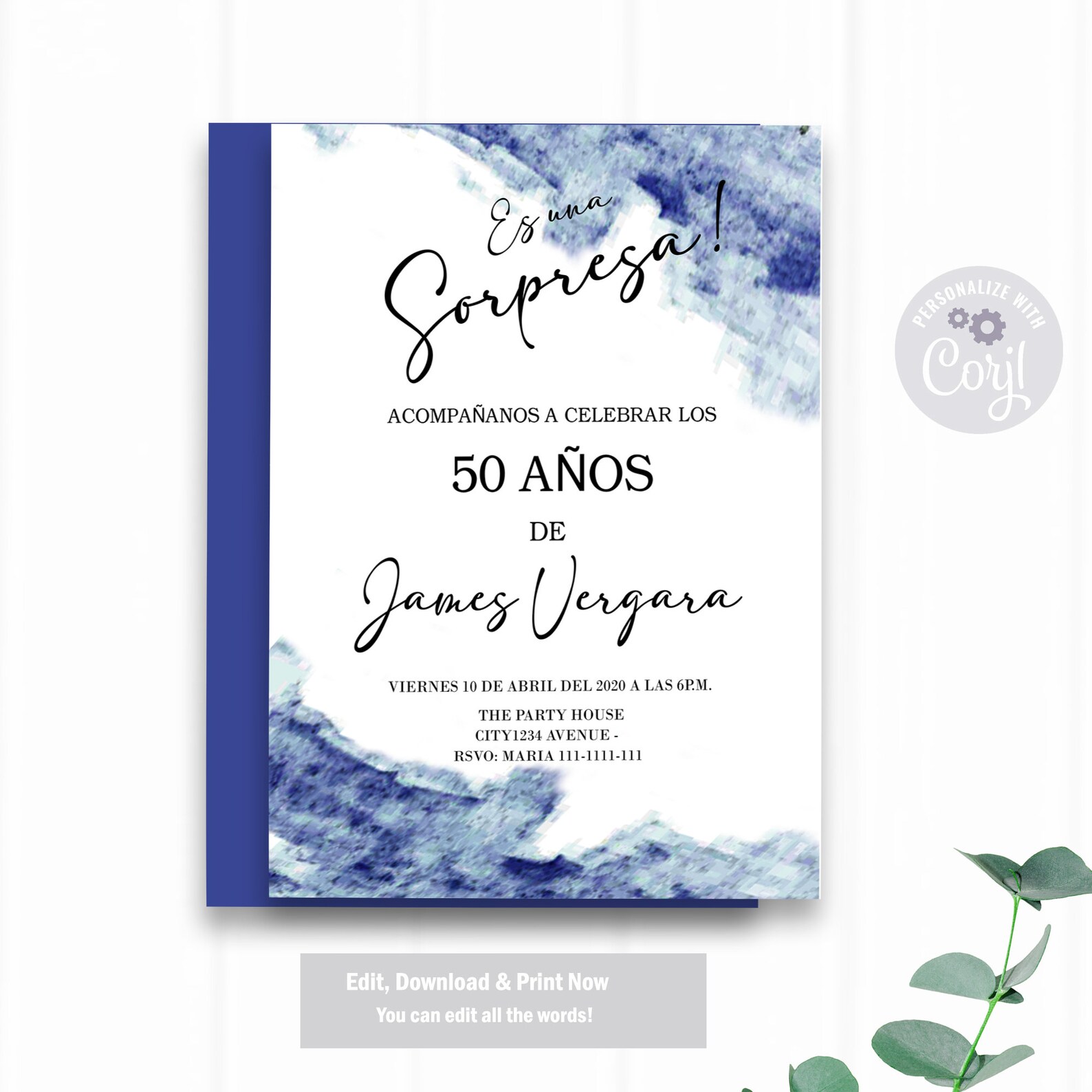 Spanish Birthday Invitation Spanish Navy Invitation Any Age Etsy
