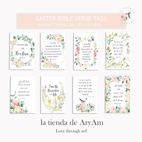 Easter Bible Verse tags, Scripture art tags,3.50" x 2.50" Easter cards, printable  bible verse, Easter Bible Verse Tags, Easter Gift Tags