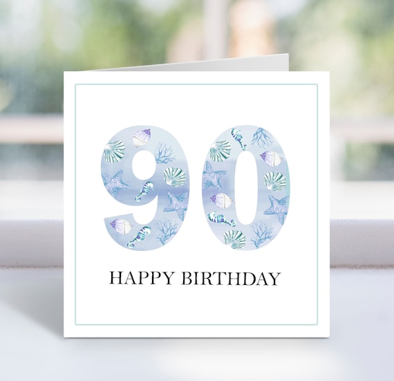90th Birthday Card 90th Watercolor Birthday Card Printable | Etsy