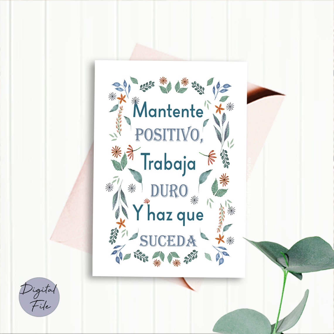 Mantente positivo Spanish Stay Positive Spanish Etsy España