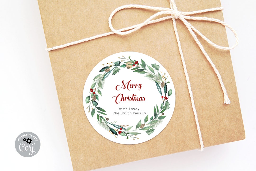 Round Favor Tag Template, Merry Christmas Round Printable Tag, 2 Round ...