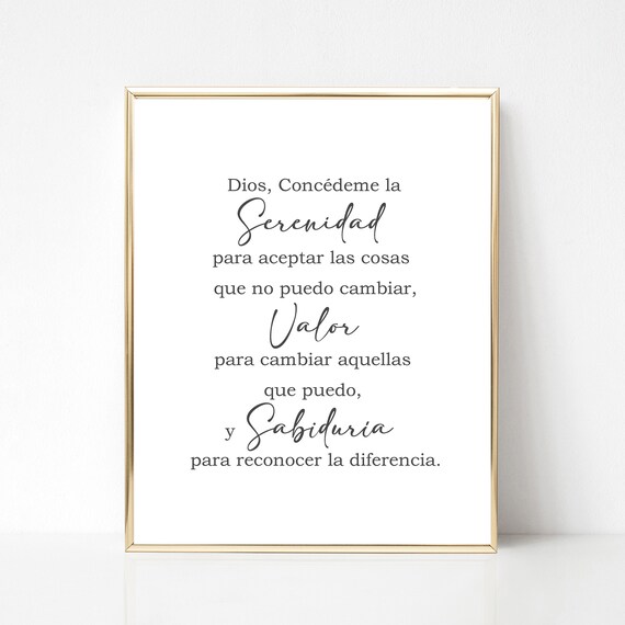 Spanish Serenity Prayer Oración De La Serenidad Christian - Etsy