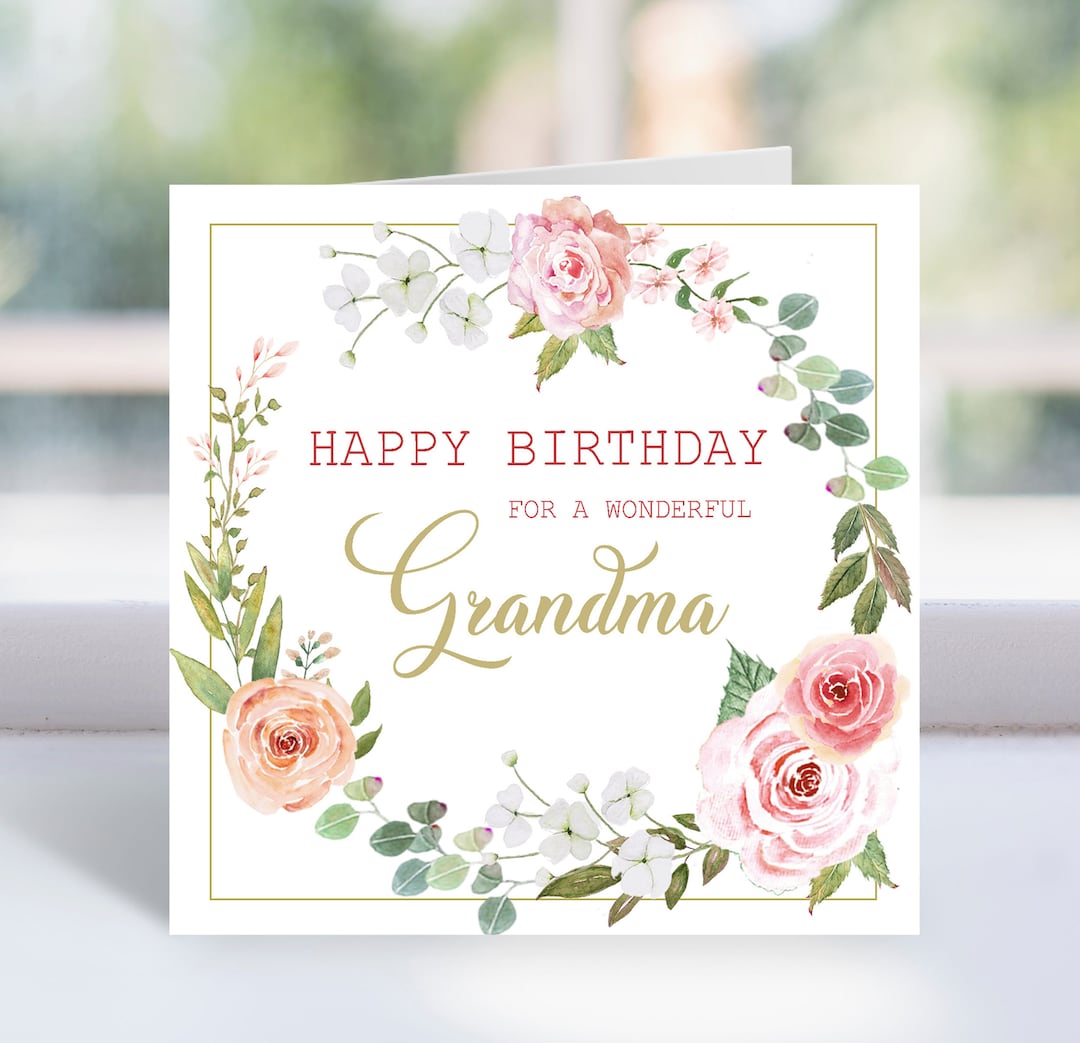 Happy Birthday Grandma Birthday Card for Grandma Blush Pink Roses Happy Birthday Grandma Birthday Card for Grandma Blush Pink Roses