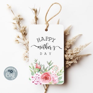 Etiqueta editable Feliz Día de la Madre, Etiquetas de Regalo imprimibles, Regalo para mamá, Etiqueta del Día de la Madre, Editable
