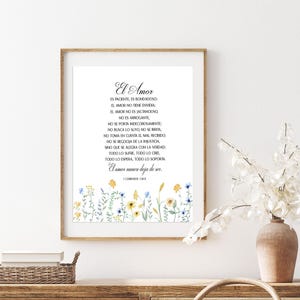 1 Corintios 13, El amor es paciente, El amor es bondadoso, Verso de la Biblia, Spanish printable, Spanish quote, Spanish bible verse