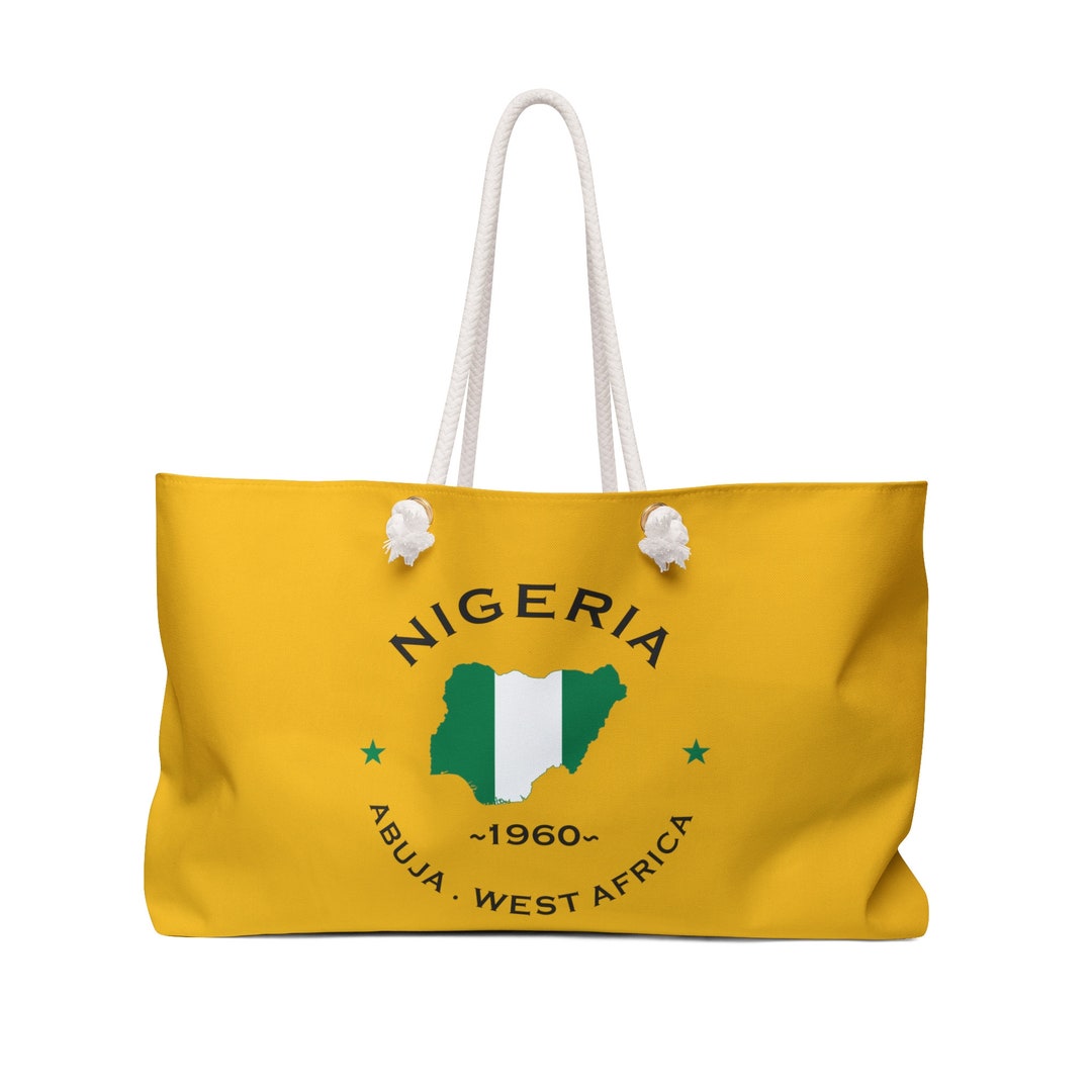 Nigeria Weekender Bag, Yellow Tote Bag, Nigerian Fashion Etsy
