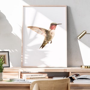 Hummingbird Bird Watercolor Painting, Digital Download Art, Tropical Wall Art, Hummingbird Art Print, Hummingbird Painting, Watercolor Bird