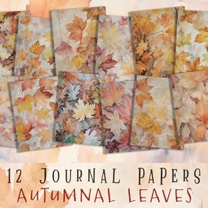 Autumnal Leaves Journal Papers, Autumn Printable Pages, Fall Digital Scrapbook, Collage Sheets, Journaling, Scrapbooking, Decoupage, Papers