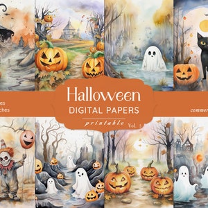 Halloween Digital Paper Pack | Halloween Backgrounds | Junk Journal Halloween Paper | Spooky Fall Scrapbook Paper | Instant Download