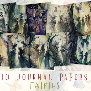 Fairies Junk Journal Papers, Fairy Printable Ephemera, Enchanted Forest Journal, Fairy Scrapbook, Journaling, Ephemera, Scrapbooking