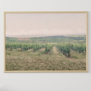Vineyard Painting, Landscape Wall Art, Printable Painting, Watercolor Art Print