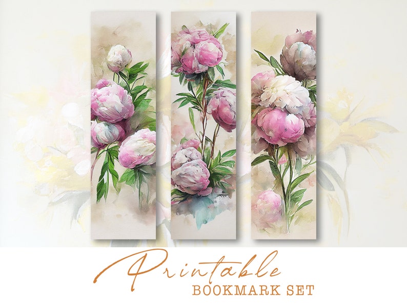 Printable Peony Bookmarks Peony Art Peonies Digital - Etsy