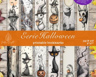 Halloween Lesezeichen zum Ausdrucken: Gruselige Vintage Journal Tags (Digitaler Download)
