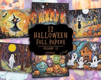 Diário de Sucata de Halloween para Imprimir: Efêmeros Assustadores e Papéis Góticos (Download Digital)