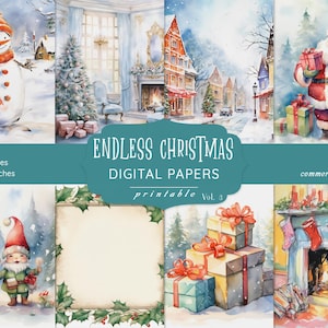 Vintage Christmas Papers | Holiday Scrapbook Kit | Printable Winter Ephemera | Cozy Junk Journal Pages | Digital Download