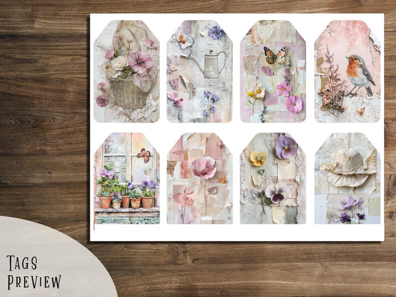 Spring Garden Ephemera Kit: Vintage Printable ATC Cards & Tags (digital ...