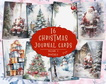 Tarjetas de diario navideñas de invierno, artículos de papelería para las fiestas (descarga digital)