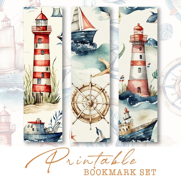 Marine Printable Bookmarks, Nautical Junk Journal, Coastal Digital Bookmarks, Nautical Ephemera, Vintage, Junk Journal, Scrapbooking