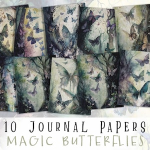 Magische Schmetterlinge Junk Journal Papers | Druckbare Ephemera | Schmetterling Digitale Papiere | Scrapbook Seiten | Vintage Schmetterlingskunst