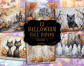 Vintage Halloween Scrapbook Paper: Spooky Gothic Collage (Digital Download)