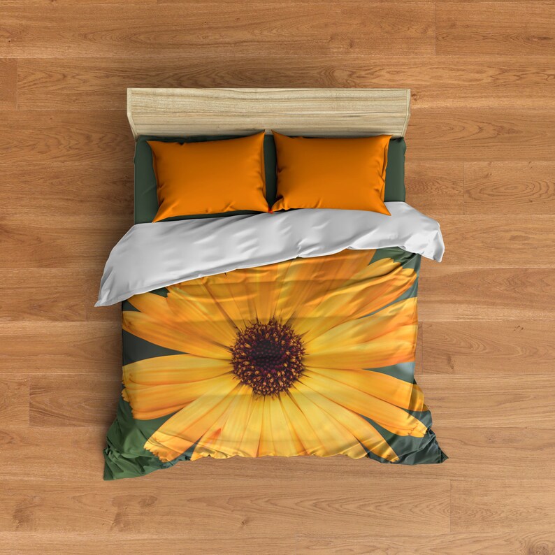 Orange Marigold Duvet Cover Flowers Lovers Bed Decor Queen Etsy