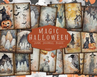 Magic Halloween Junk Journal Pages: Whimsical Spooky Printable Papers (Digital Download)