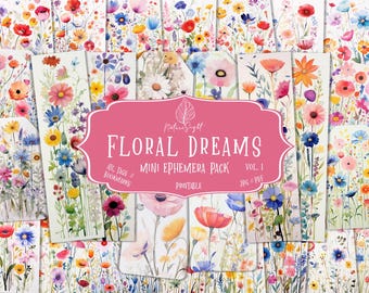 Watercolor Floral Ephemera Pack: Junk Journal Kit (Digital Download)