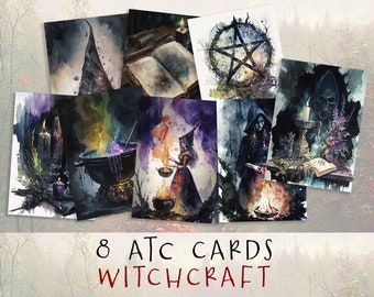 Witchcraft ATC Cards – Mystical Book of Shadows Ephemera for Junk Journal (Digital Download)