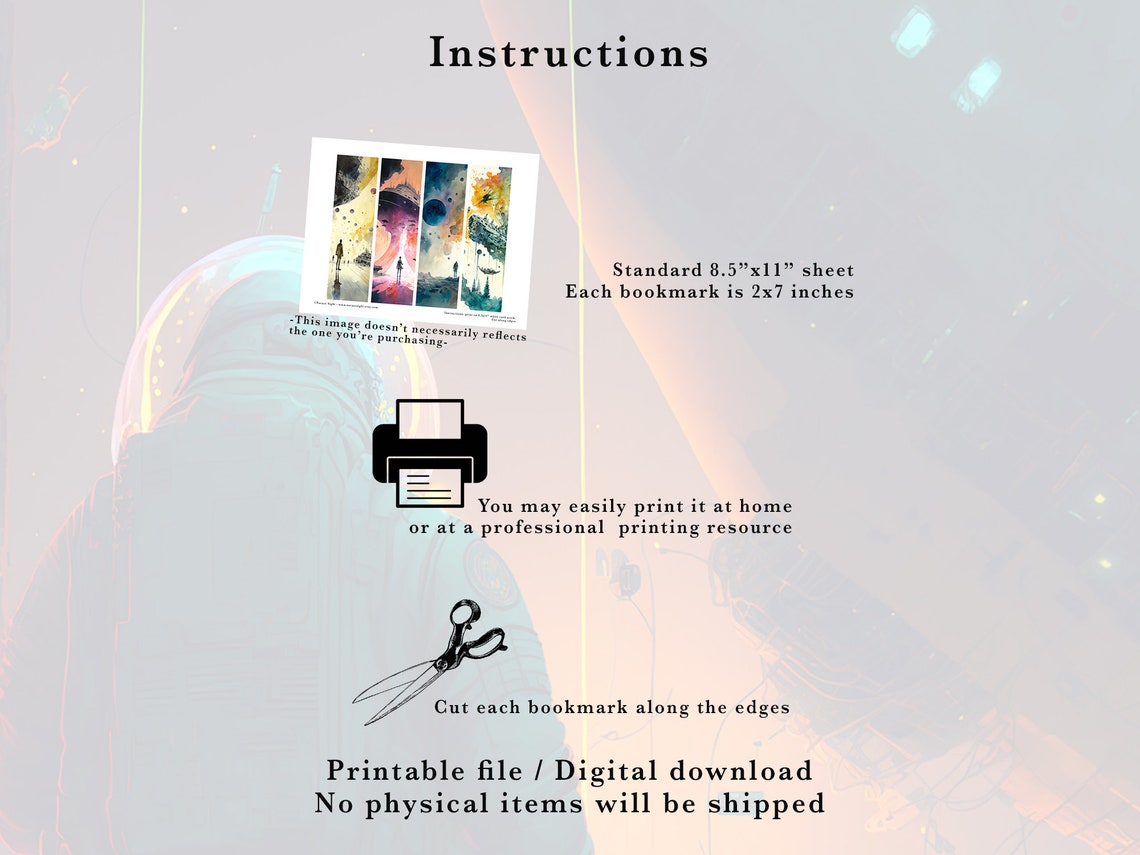 Sciencefiction Printable Bookmarks Sci Fi Junk Journal - Etsy