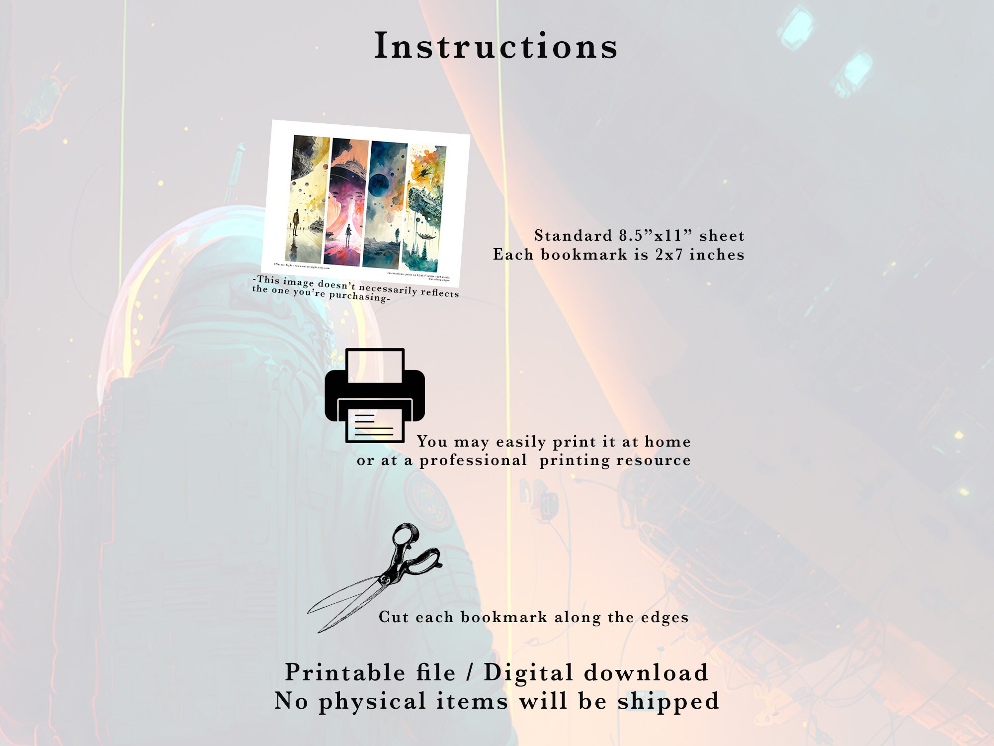 Sci Fi Printable Bookmarks Futuristic Bookmarks Set Science - Etsy