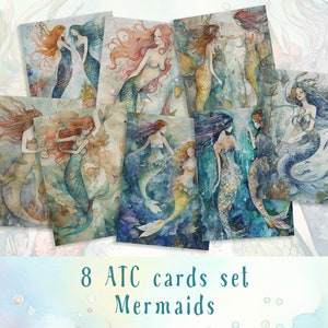Sirènes Junk Journal Cartes Atc, Cartes Sous-marines, Éphémères Magiques, Éphémères Sealife, Pages, Papiers, Éphémères, Tags, Scrapbooking