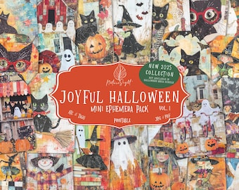 Halloween Ephemera Pack: Ghost ATC Cards, Spooky Junk Journal Tags (Digital Download)
