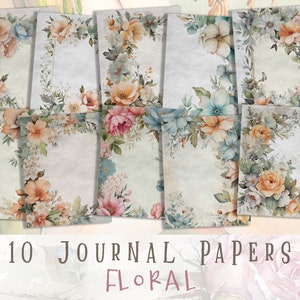 Páginas imprimíveis Shabby Chic, Diário de Junk Floral, Pacote de Efêmeras, Papéis Digitais, Scrapbook de Flores, Cartões, Download Digital, Páginas, Vintage