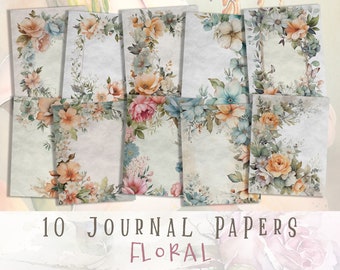 Floral Junk Journal-pagina's: shabby chic ephemera (digitale download)